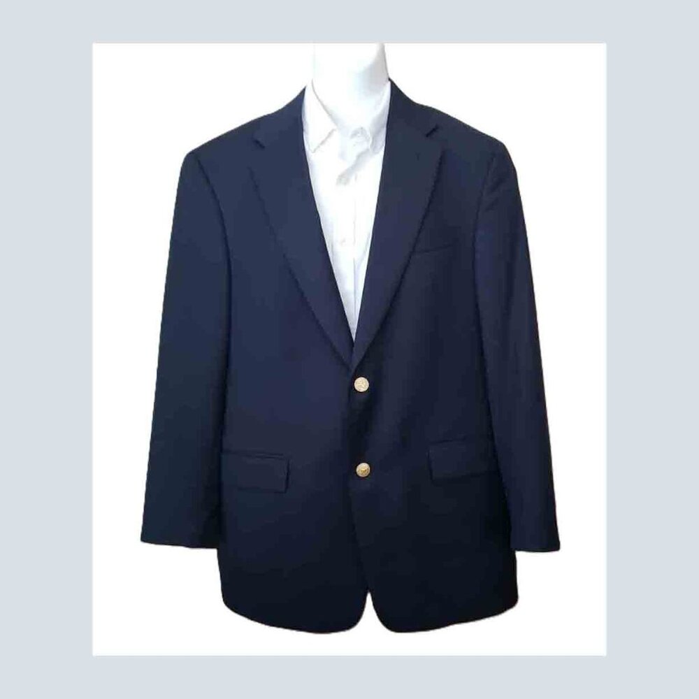 Hart Schaffner Marx Gold Navy Blue Wool Blazer Men's Size 39R